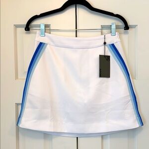 Classic White Mini Skirt with Blue Stripes